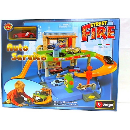 AUTO SERVICE 1/43 PLAYSET WITH ONE CAR