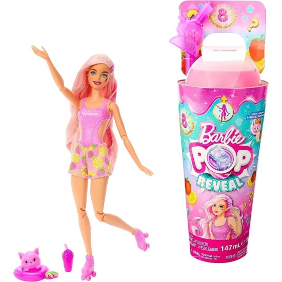 Mattel Barbie Pop Reveal Fruit Series Doll, Φράουλα Λεμόνι Strawberry Lime Με 8 Εκπλήξεις HNW41